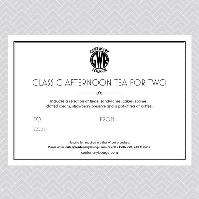 Gift Voucher for Classic Afternoon Tea for Two at any of our 1920 themed cafes