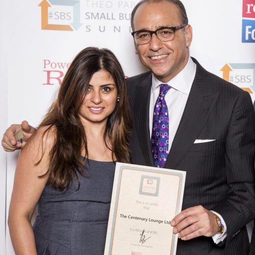Here’s Centenary Lounge founder, Aasia Baig, accepting the award from the man himself.