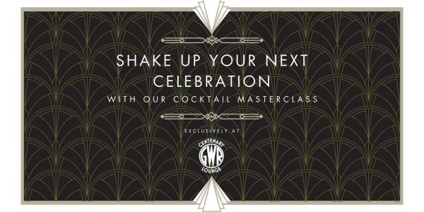 Centenary Lounge Cocktail Masterclass, Art Deco, Logo